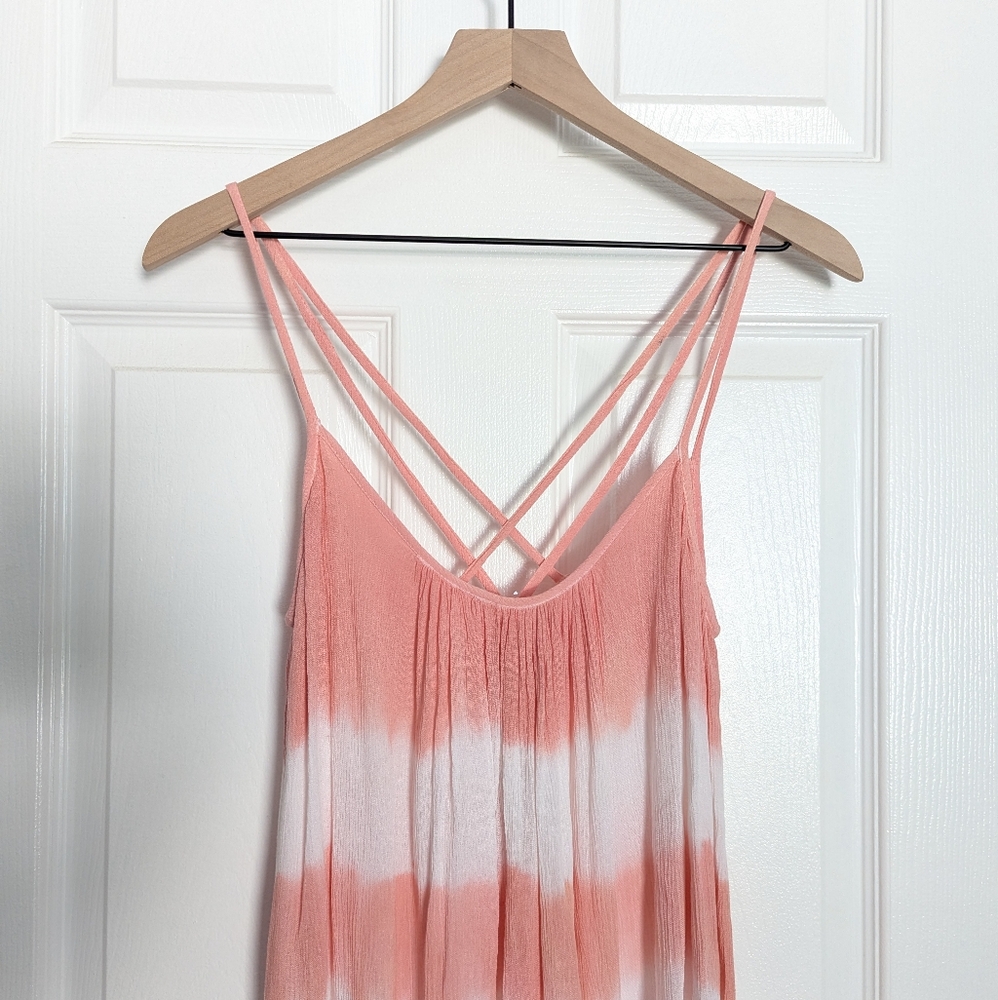 Elan Ruby Jane Tie Dye Sleeveless Shift Tunic Mini Dress Pink Cream Small - Picture 2 of 7
